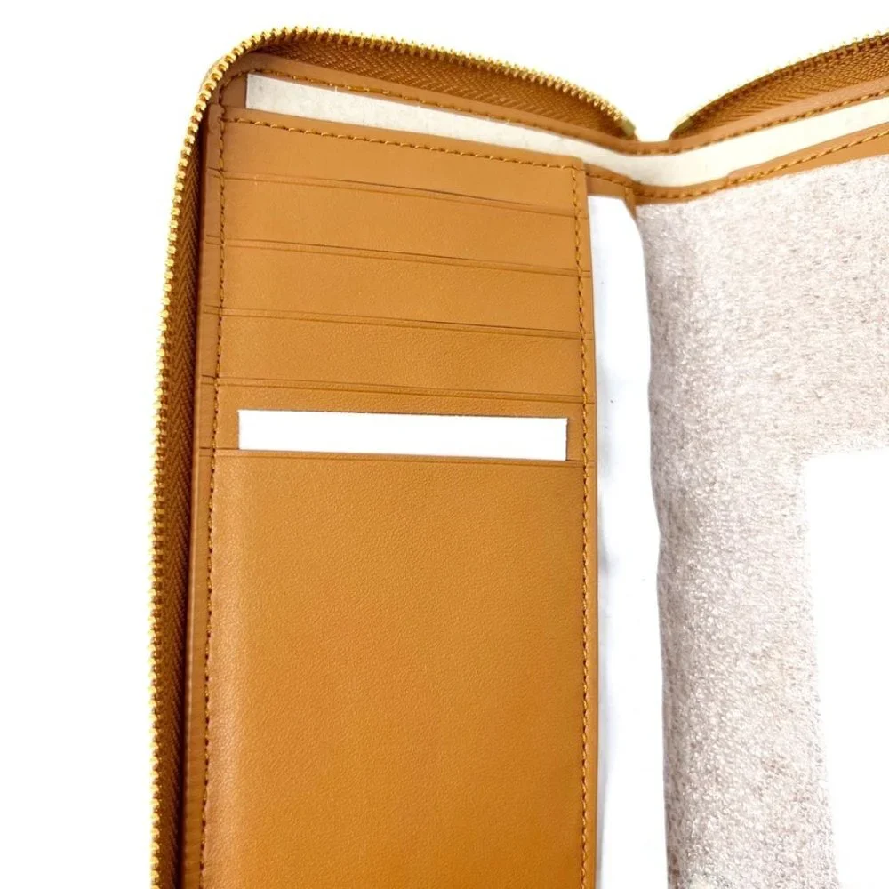 NWT Coach Medium ID Zip Wallet With Diary Embroidery Penny Multi Grained Leather